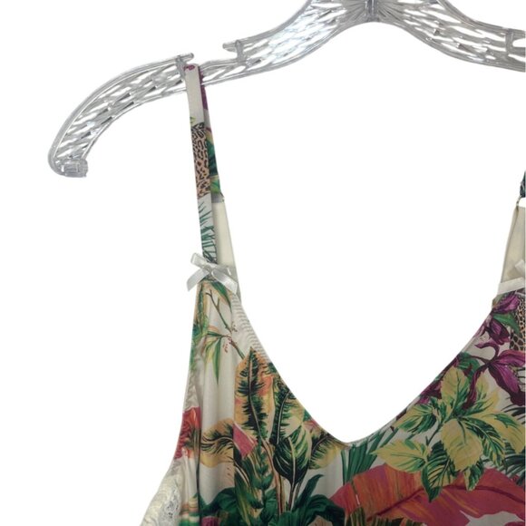 Cacique Floral Print Camisole Sleep Shirt Womens L/XL Green New WOT Lace Trim - Picture 5 of 8